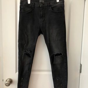Black Zara Man ripped Jeans